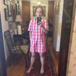 Draper James Pink and White Checkered Romper